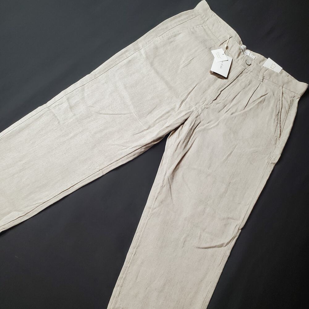 Porter & Ash Men's Size 30X28 NWT Textured Linen Straight Leg Pants Beige